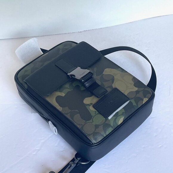 Coach Track Pack Camo Sling Signature Canvas Leather CL944 Shoulder Bag Green - Picture 10 of 14